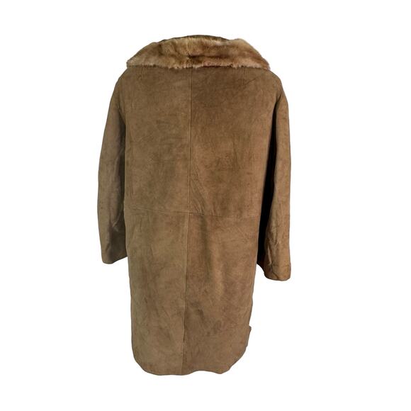 Vintage 1960s Youthmodes Petites Tan Suede Coat w Real Mink Collar, ILGWU tag - Picture 2 of 16